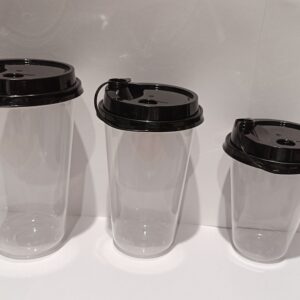 ⚙New⚙ ✍️GLASS-250ML-DOJ250TB-GLEN-50C-WITH BLACK LID-1-5-20